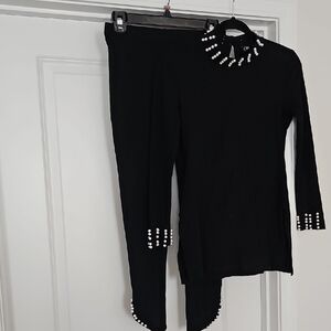 Elegant Black Beaded Women's Jumpsuit